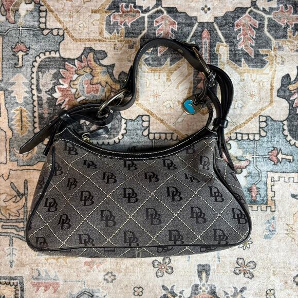 Dooney & Bourke Handbags - Vintage Dooney and Bourke Monogram Logo Shoulder Bag Black Leather Y2k Purse